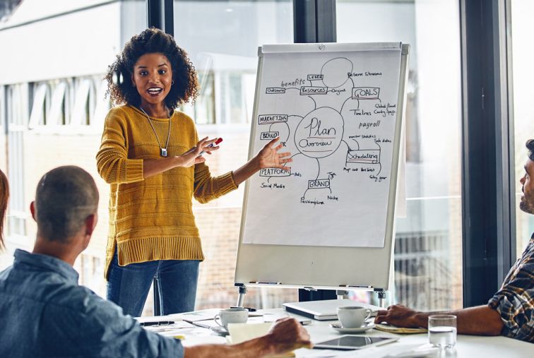 Woman Presenting to Team