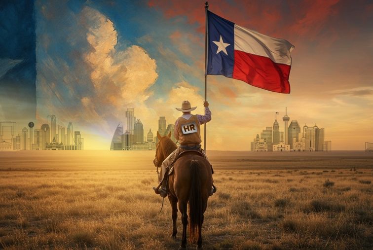 Cowboy carrying Texas Flag